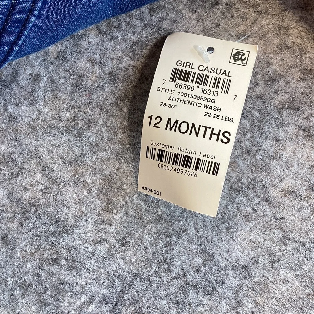 First Impressions Baby Girl Comfy Stretch Denim Jacket Faux-Fur Collar 12 Months